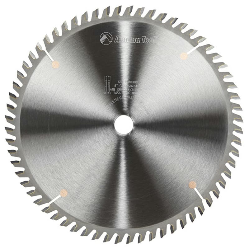 8" x 64 Teeth Thin Kerf Trim Saw Blade, Alternate Top Bevel