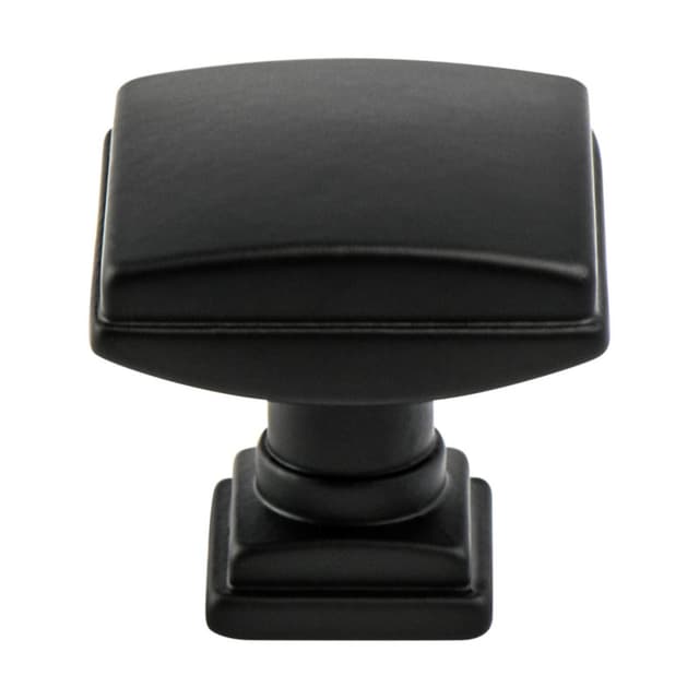 1-1/4" Tailored Traditional Square Knob, Matte Black