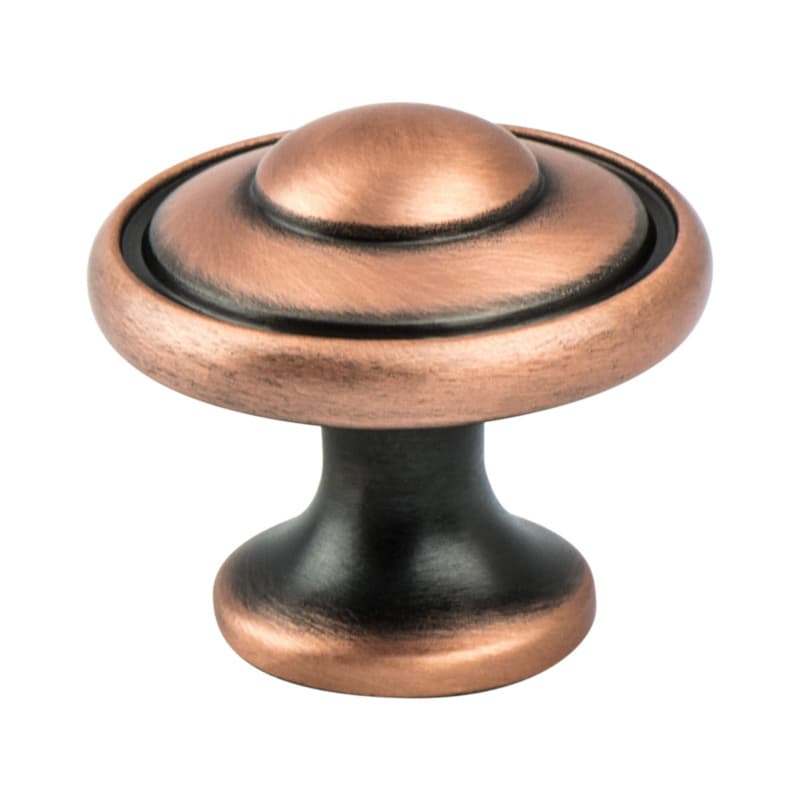 1-3/16" Euro Traditions Round Knob, Brushed Antique Copper