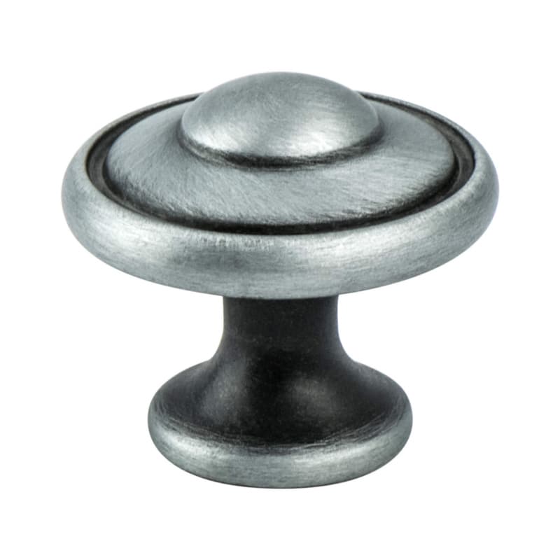 1-3/16" Euro Traditions Round Knob, Brushed Antique Pewter