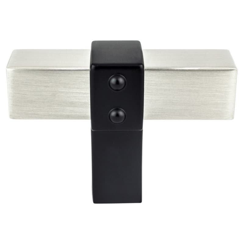 2" Rivet Rebel T-Knob, Brushed Nickel/Matte Black