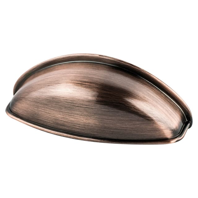 64mm Euro Moderno Cup Pull, Brushed Antique Copper