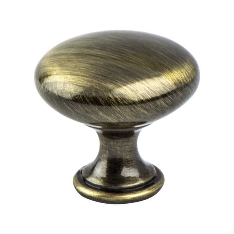 1-3/16" Euro Moderno Round Knob, Brushed Antique Brass