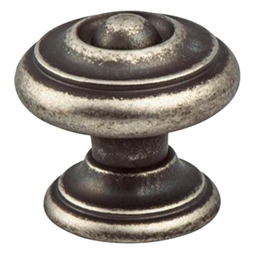 1-3/16" Euro Rustica Detail Round Knob, Rustic Nickel