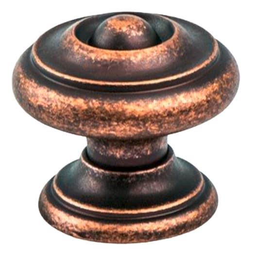 1-3/16" Euro Rustica Detail Round Knob, Rustic Copper
