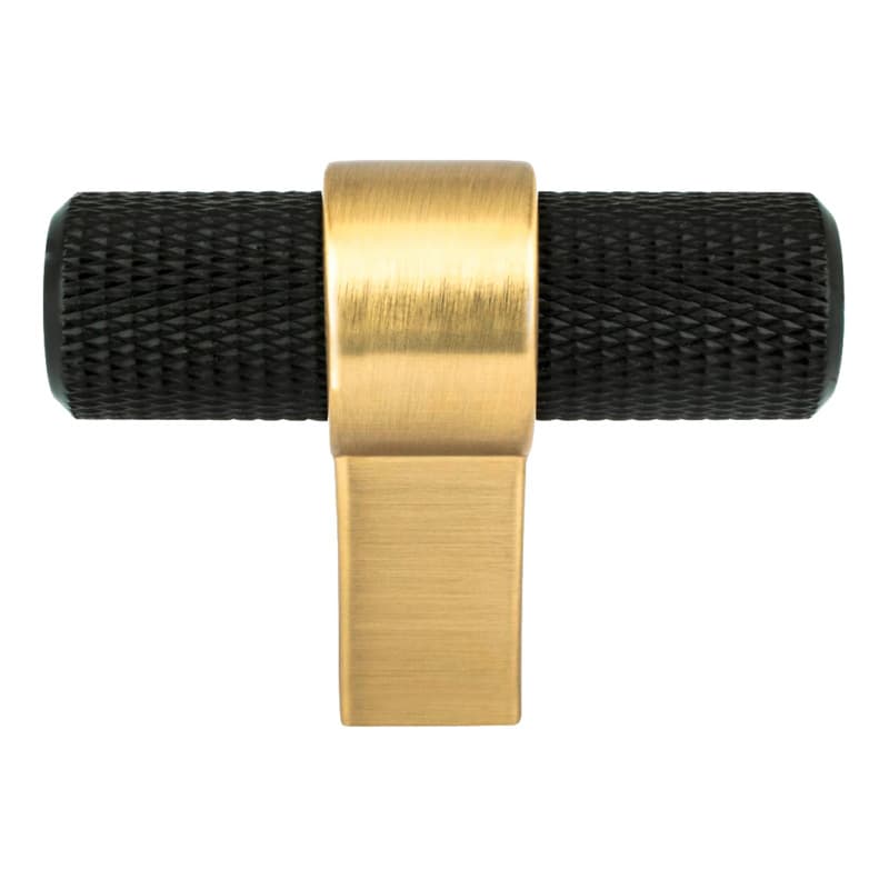 2" Radial Reign T-Handle Knob, Matte Black/Modern Brushed Gold