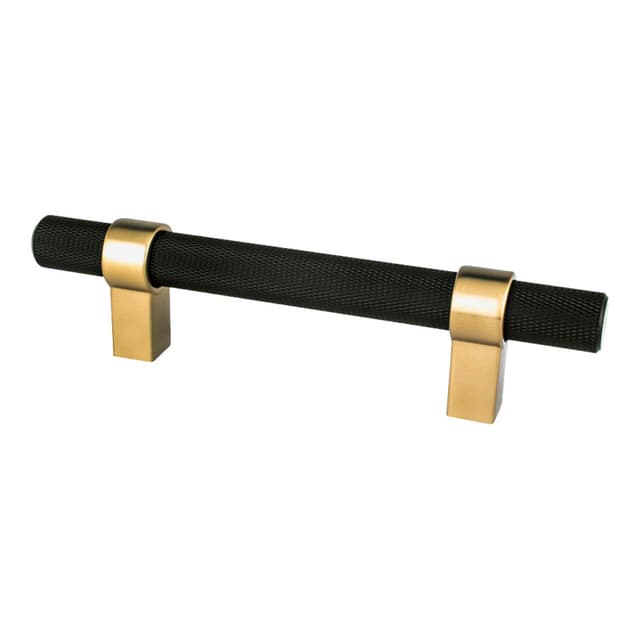 3-25/32" Radial Reign Bar Pull, Matte Black/Modern Brushed Gold