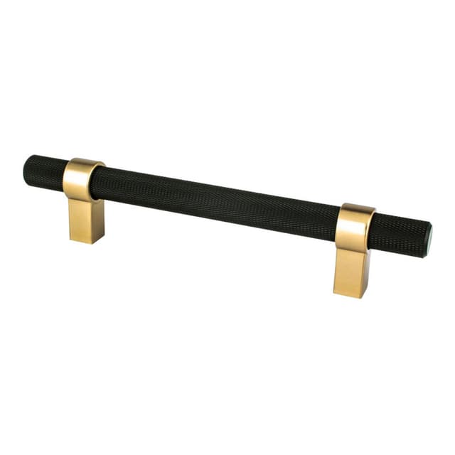 5-1/16" Radial Reign Bar Pull, Matte Black/Modern Brushed Gold