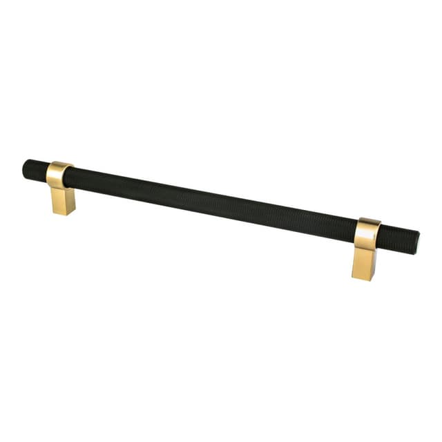 8-13/16" Radial Reign Bar Pull, Matte Black/Modern Brushed Gold