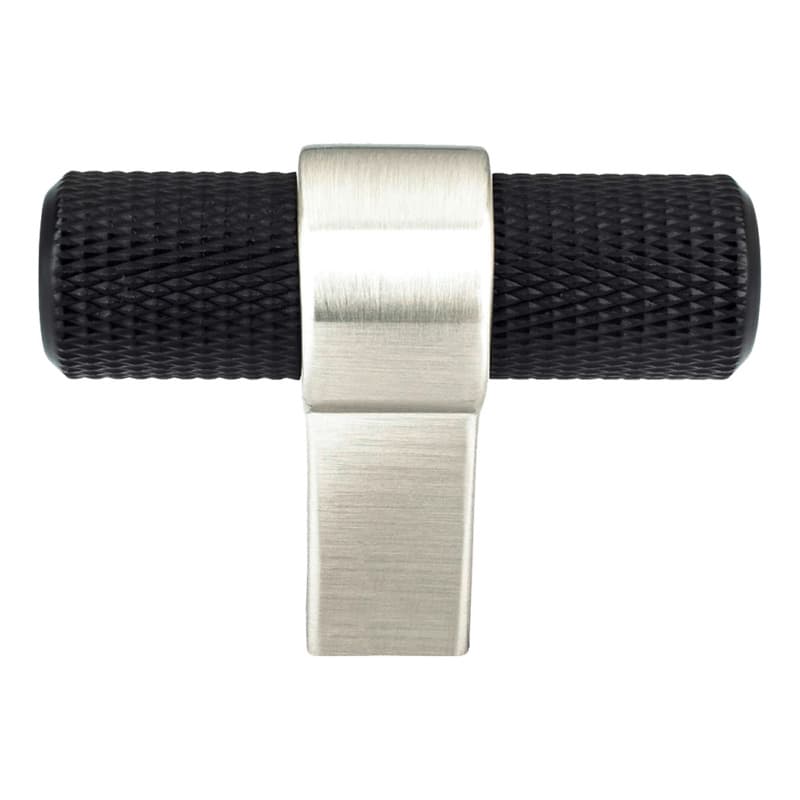 2" Radial Reign T-Handle Knob, Matte Black/Brushed Nickel