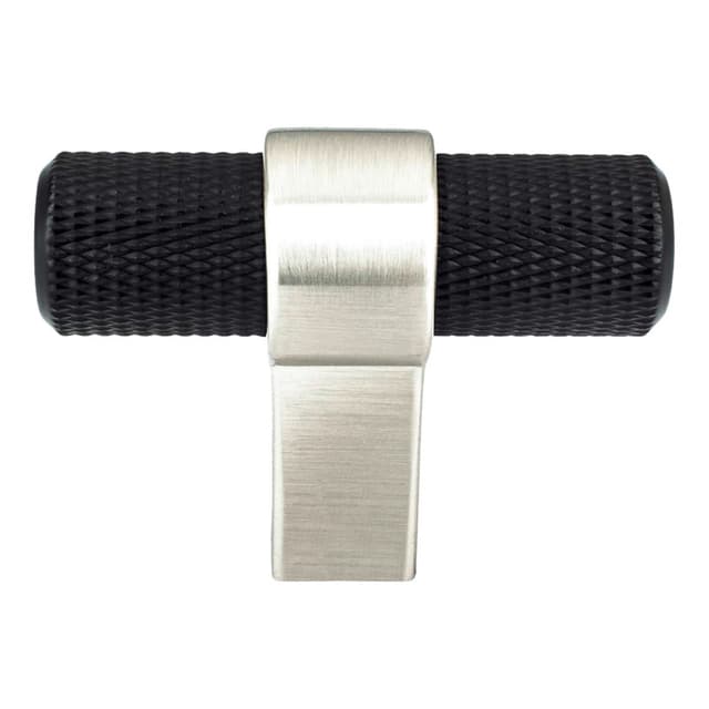 2" Radial Reign T-Handle Knob, Matte Black/Brushed Nickel
