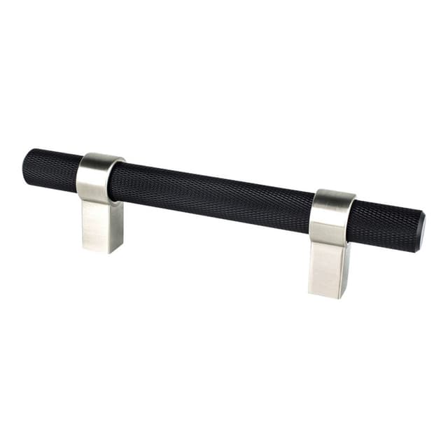 3-25/32" Radial Reign Bar Pull, Matte Black/Brushed Nickel