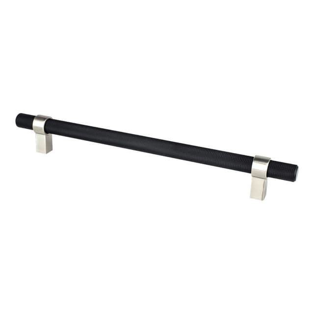 8-13/16" Radial Reign Bar Pull, Matte Black/Brushed Nickel
