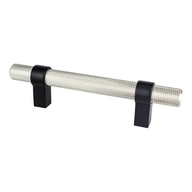 3-25/32" Radial Reign Bar Pull, Brushed Nickel/Matte Black