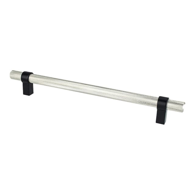 8-13/16" Radial Reign Bar Pull, Brushed Nickel/Matte Black