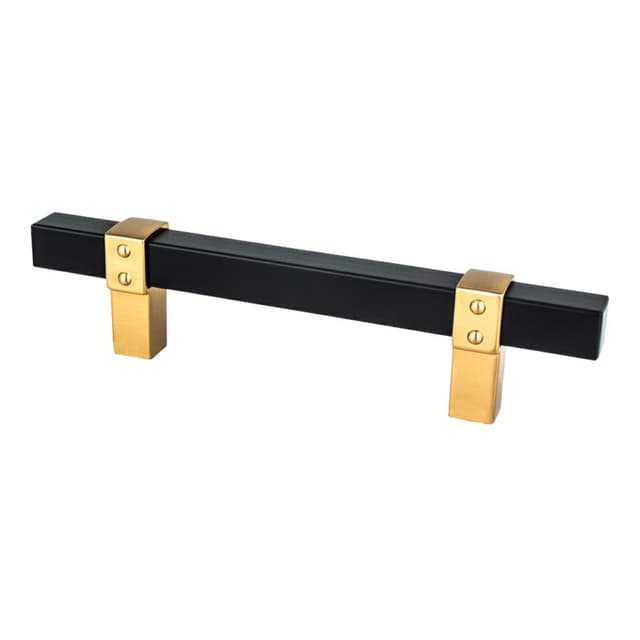 3-25/32" Rivet Rebel Handle Pull, Matte Black/Modern Brushed Gold