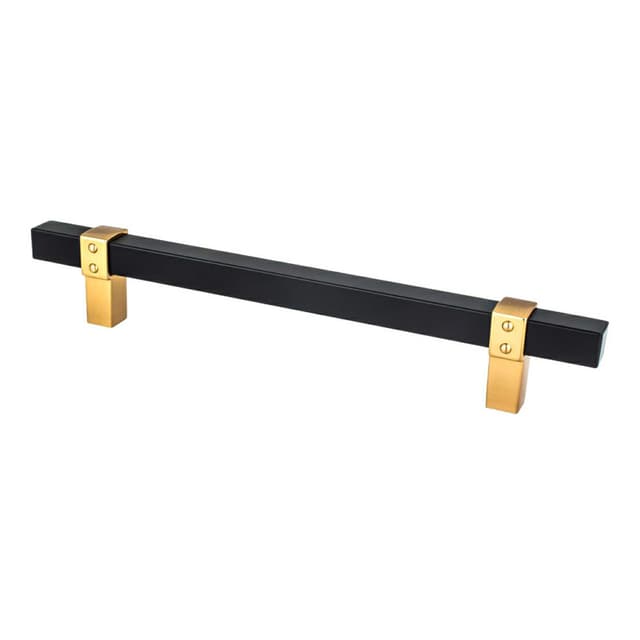 6-5/16" Rivet Rebel Handle Pull, Matte Black/Modern Brushed Gold