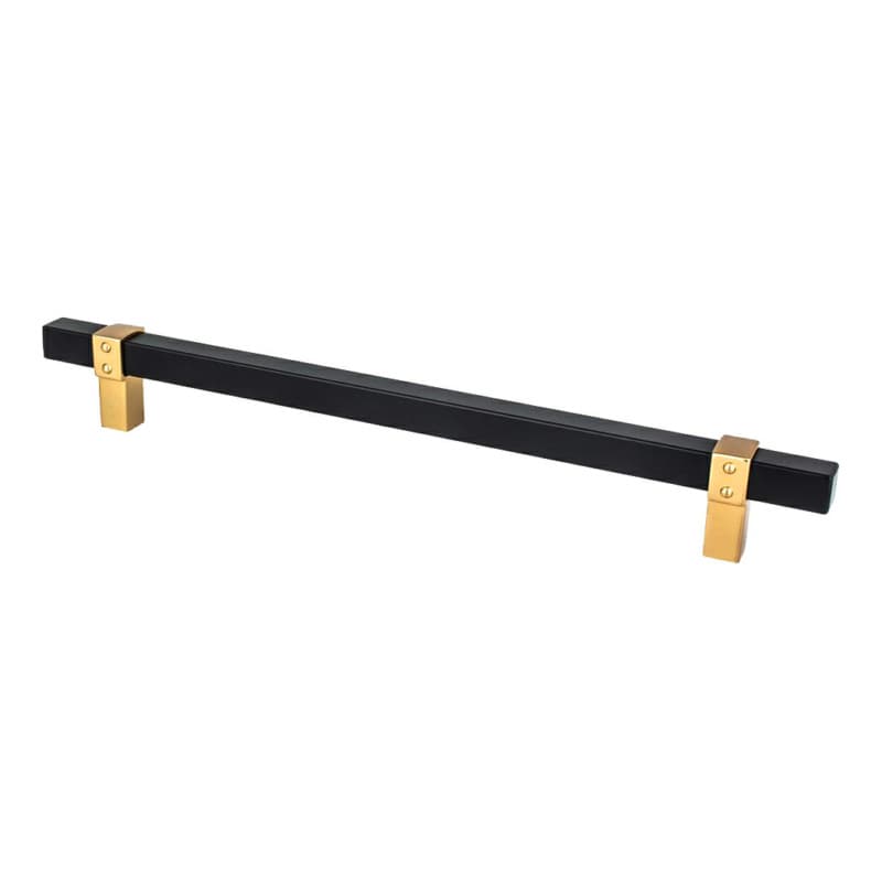 8-13/16" Rivet Rebel Handle Pull, Matte Black/Modern Brushed Gold