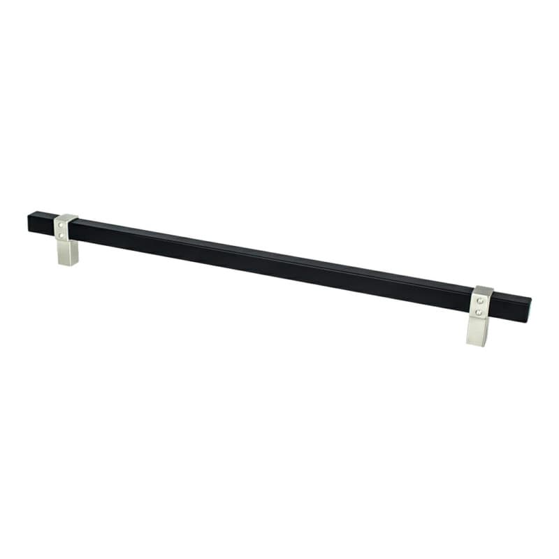 12" Rivet Rebel Appliance Pull, Matte Black/Brushed Nickel
