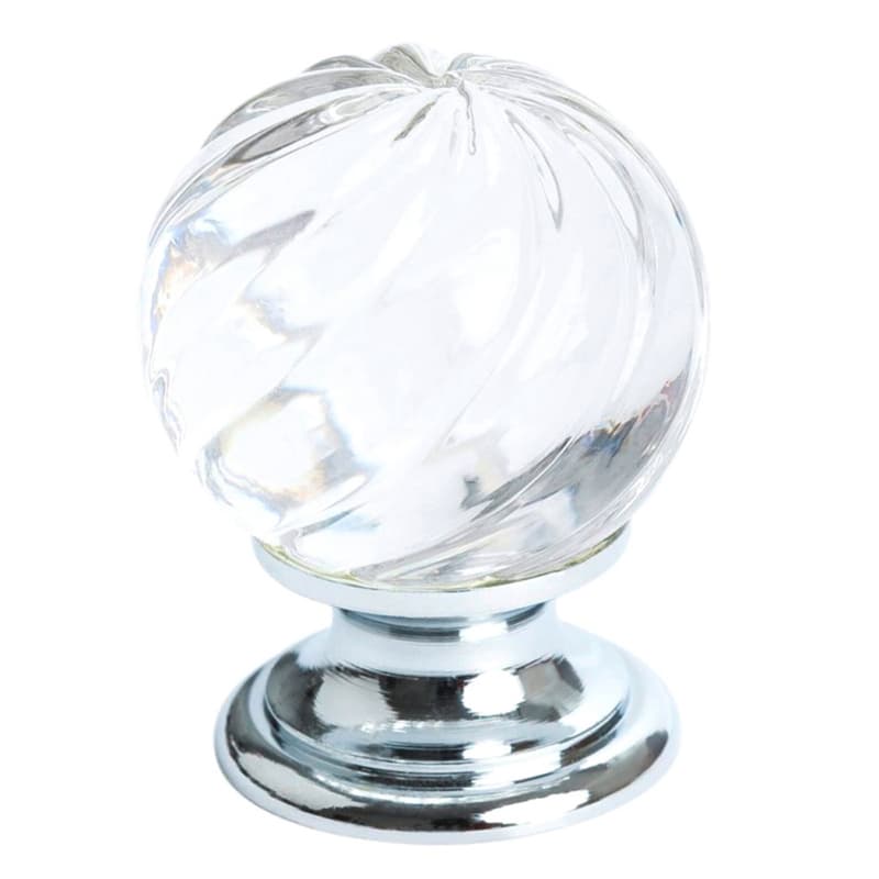 1-3/16" Europa Crystal Knob, Polished Chrome/Transparent