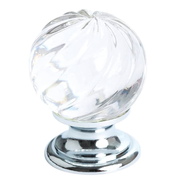 1-3/16" Europa Crystal Knob, Polished Chrome/Transparent