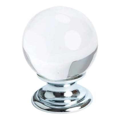 1-3/16" Europa Clear Crystal Knob, Polished Chrome/Transparnet