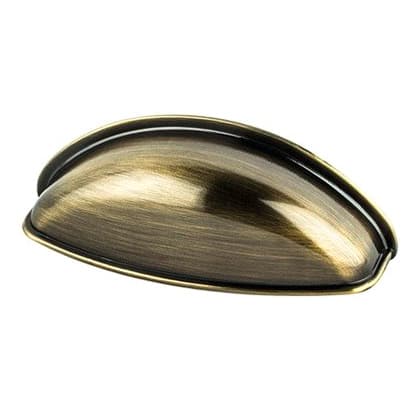 2-1/2" Euro Moderno Cup Pull, Brushed Antique Brass
