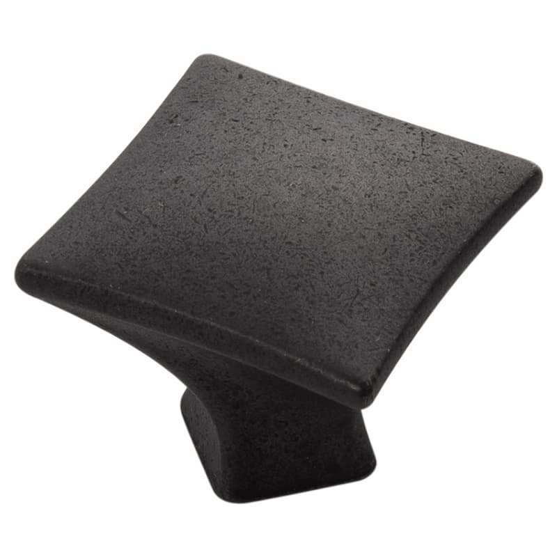 1-1/4" Twist Square Cabinet Knob, Black Iron (10/Box)