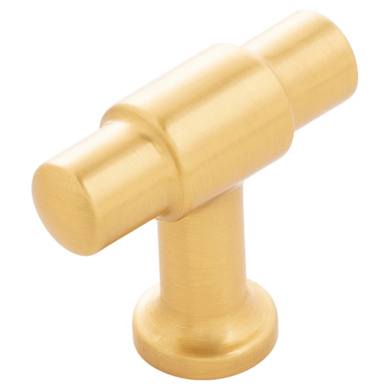 1-5/8" x 5/8" Piper T-Cabinet Knob, Brushed Golden Brass (10/Box)