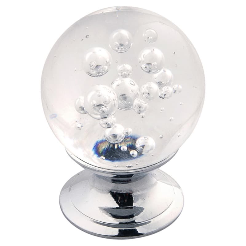 1-1/4" x 7/8" Crystal Palace Cabinet Knob, Glass/Chrome (10/Box)