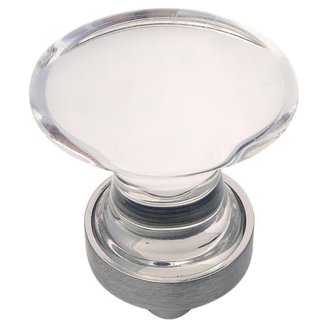 1-1/4" x 3/4" Crystal Palace Cabinet Knob, Glass/Satin Nickel (10/Box)