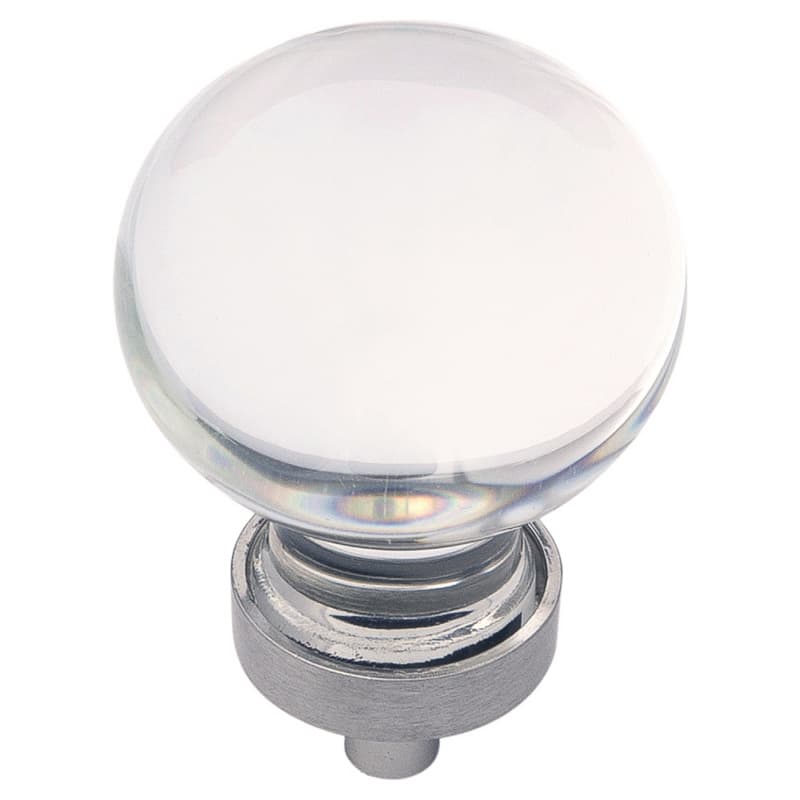 1-3/8" Crystal Palace Cabinet Knob, Glass/Satin Nickel (10/Box)