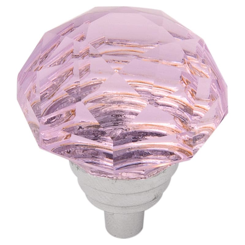 1-1/4" x 1/2" Crystal Palace Cabinet Knob, Glass/Chrome (10/Box)