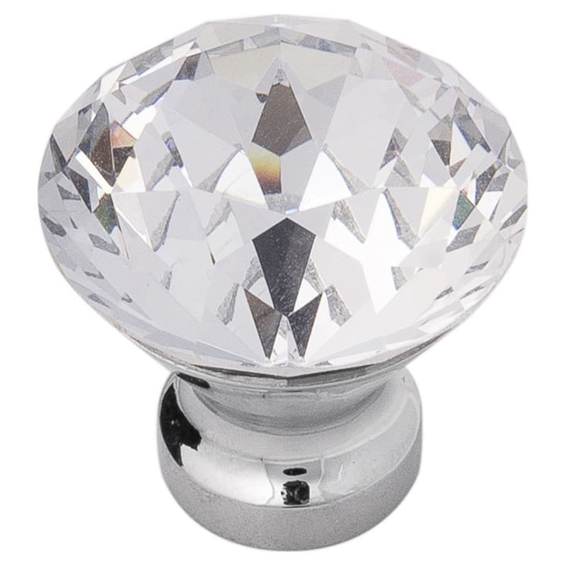 1-1/4" x 3/4" Crystal Palace Cabinet Knob, Glass/Chrome (10/Box)