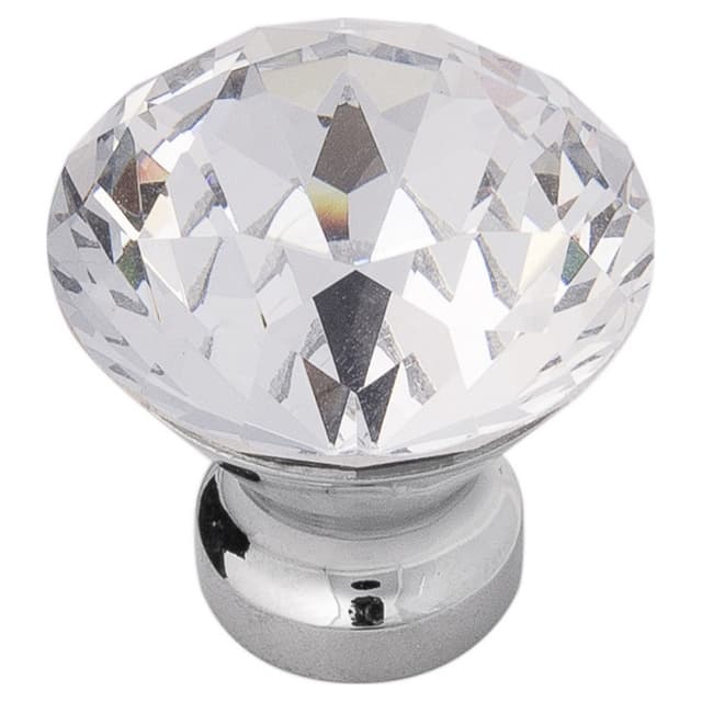 1-1/4" x 3/4" Crystal Palace Cabinet Knob, Glass/Chrome (10/Box)