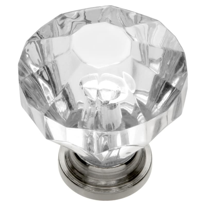 1-1/4" Crystal Palace Cabinet Knob, Crysacrylic/Polished Nickel (10/Box)