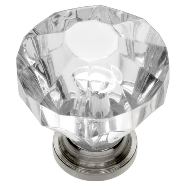 1-1/4" Crystal Palace Cabinet Knob, Crysacrylic/Polished Nickel (10/Box)