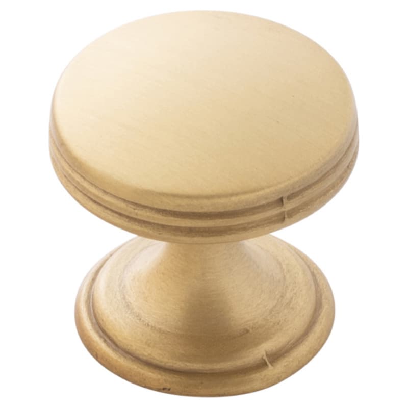 1" American Diner Cabinet Knob, Brushed Golden Brass (10/Box)