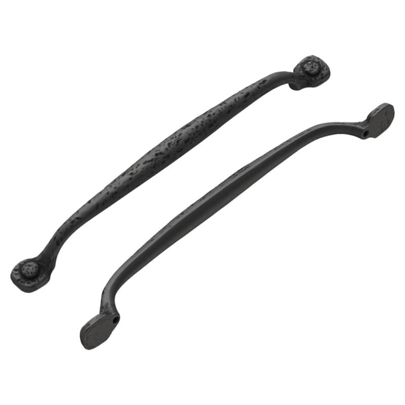 8-13/16" Refined Rustic Cabinet Pull, Black Iron (5/Box)