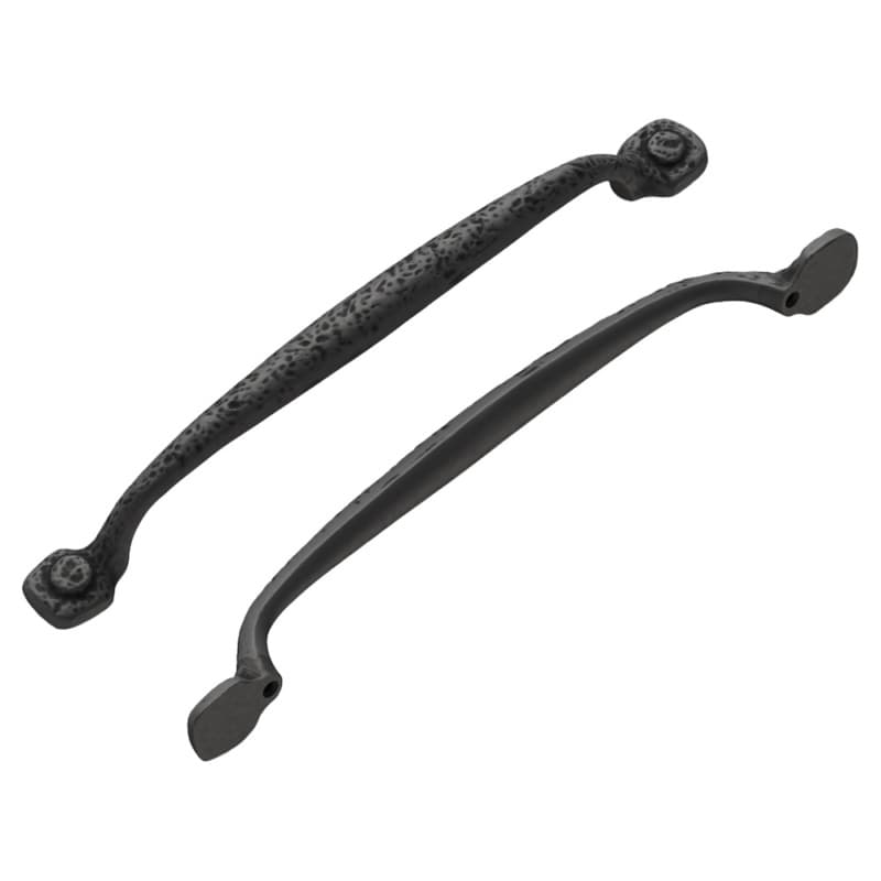 7-9/16" Refined Rustic Cabinet Pull, Black Iron (5/Box)