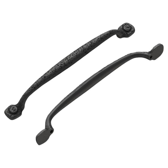 7-9/16" Refined Rustic Cabinet Pull, Black Iron (5/Box)
