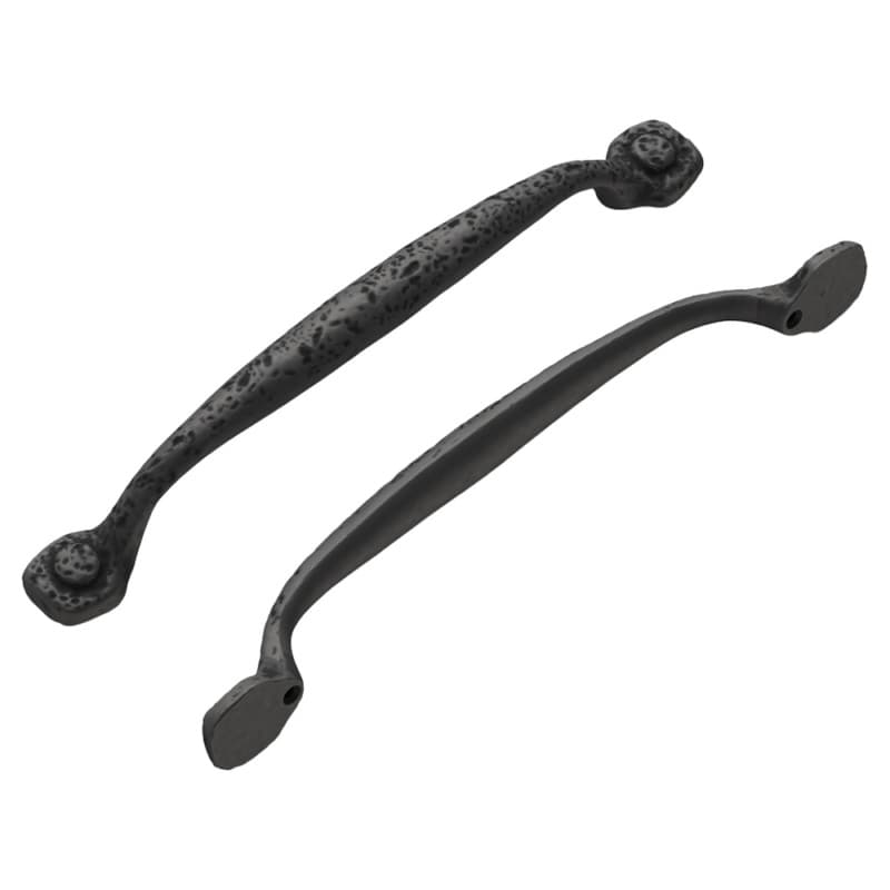 6-5/16" Refined Rustic Cabinet Pull, Black Iron (10/Box)