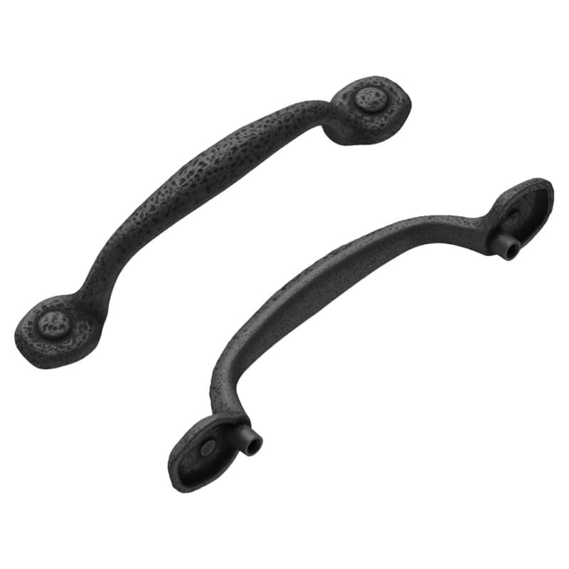 3-3/4" Refined Rustic Cabinet Pull, Black Iron (10/Box)