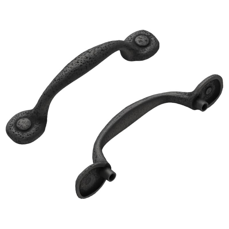 3" Refined Rustic Cabinet Pull, Black Iron (10/Box)