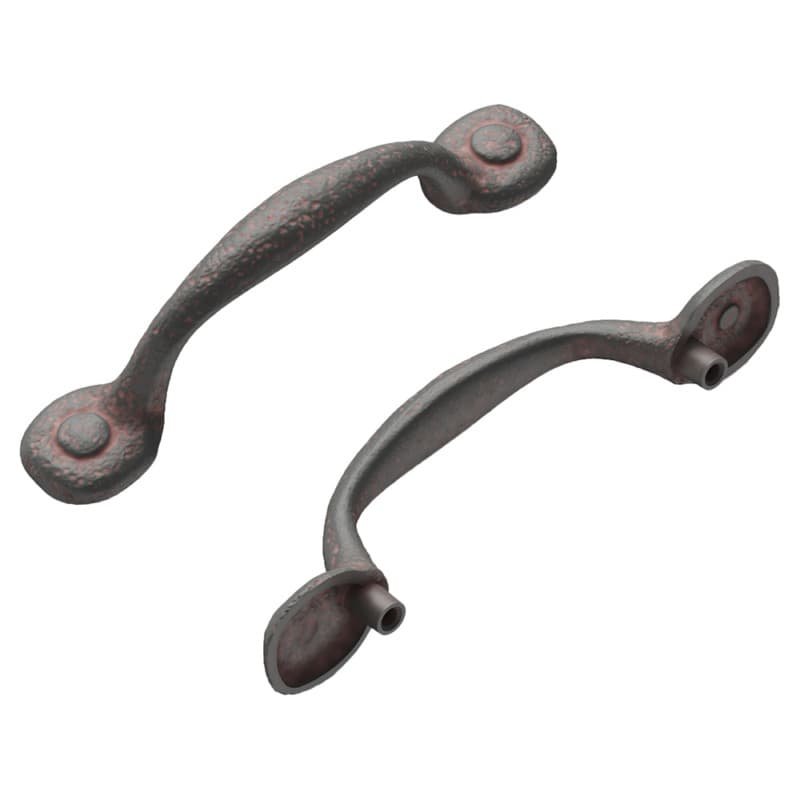 3" Refined Rustic Cabinet Pull, Rustic Iron (25/Box)