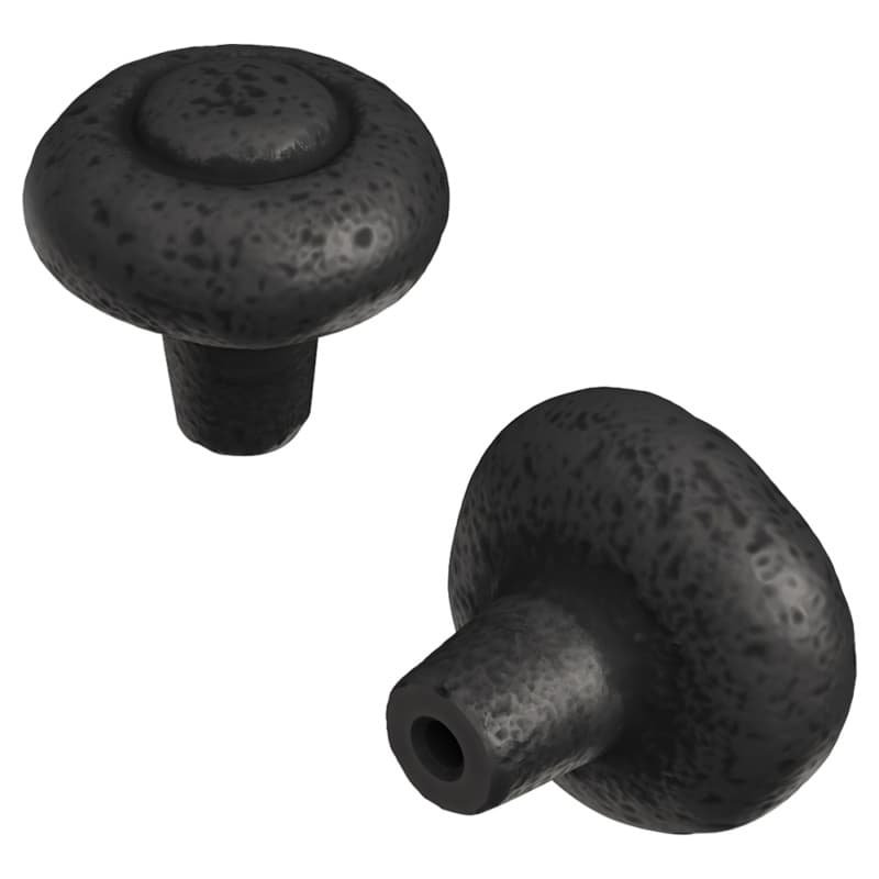 1-1/4" Refined Rustic Cabinet Knob, Black Iron (10/Box)