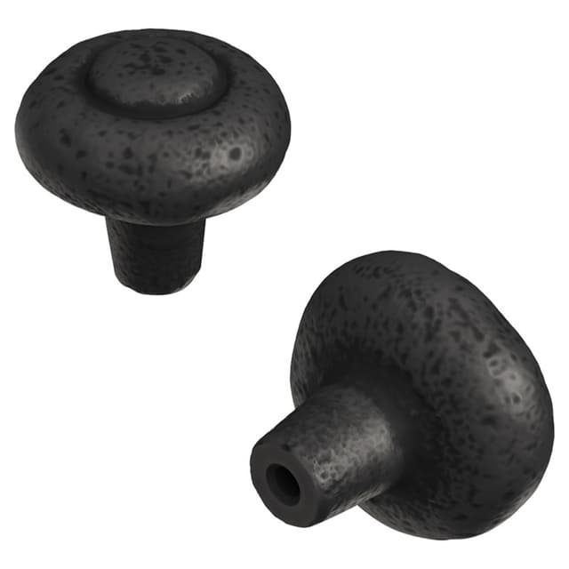 1-1/4" Refined Rustic Cabinet Knob, Black Iron (25/Box)