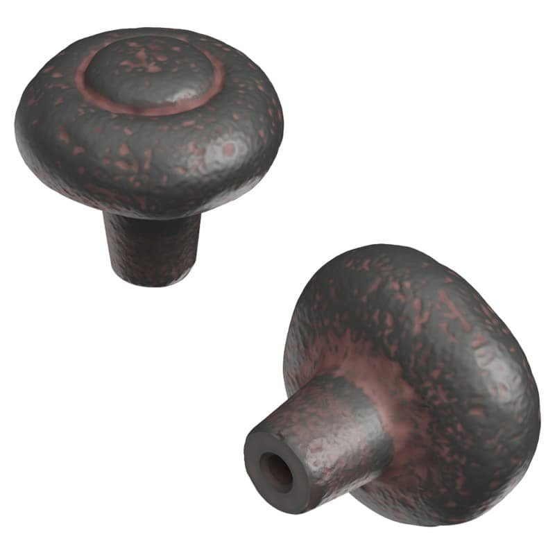 1-1/4" Refined Rustic Cabinet Knob, Rustic Iron (10/Box)