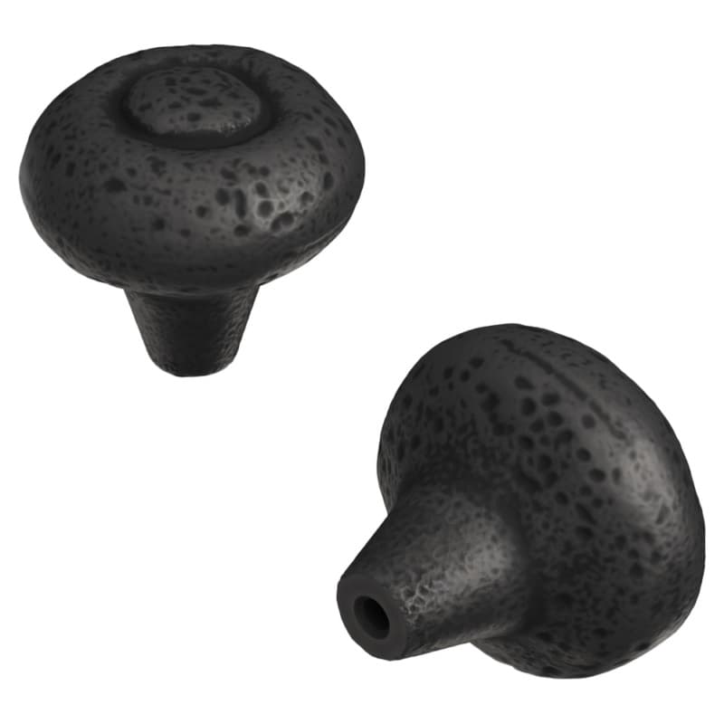 1-1/2" Refined Rustic Cabinet Knob, Black Iron (10/Box)