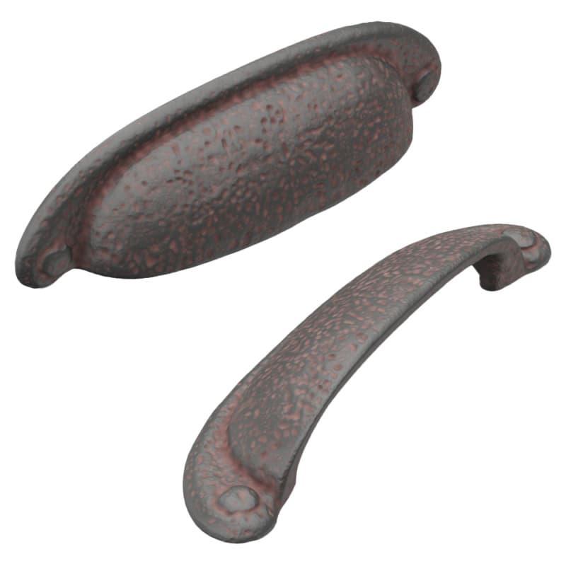 3" Refined Rustic Cup Pull, Rustic Iron (10/Box)
